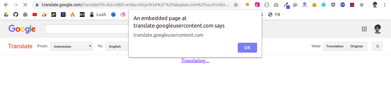 XSS Google Translate